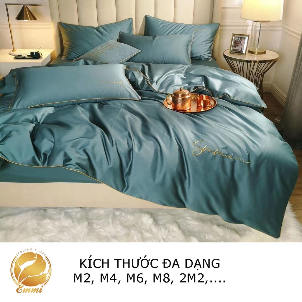 Bộ chăn ga gối lụa sunoi EMMIBEDDING STORE các mẫu 1 màu