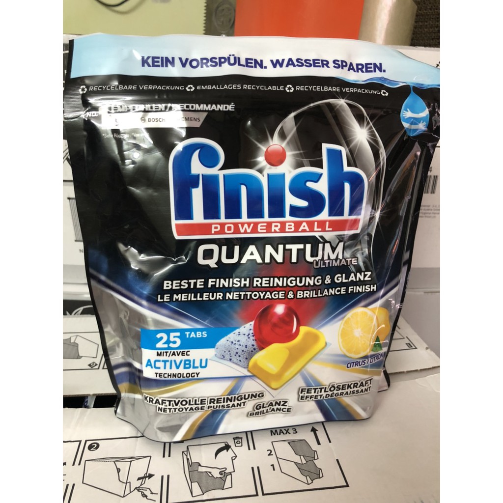 Viên rửa bát Finish Quantum Ultimate Hương chanh 25 viên