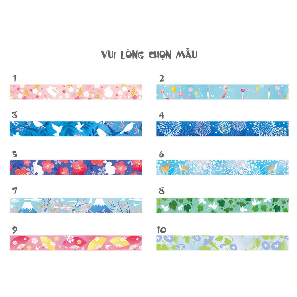 WASHI TAPE, Băng Keo Giấy Chủ Đề Nhật Bản