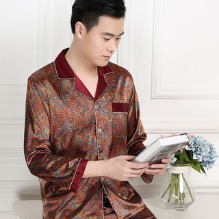 Bộ Đồ Ngủ Pijama Vải Lụa Thời Trang Xuân Thu Cho Nam