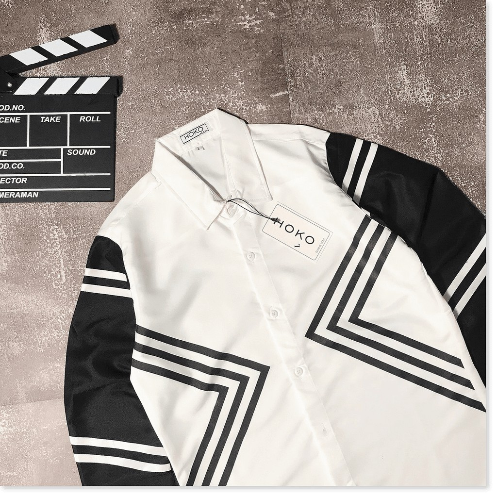 Áo sơ mi tay dài phối sọc đen cực chất , siêu đẹp cho anh em KOKO MI STORE