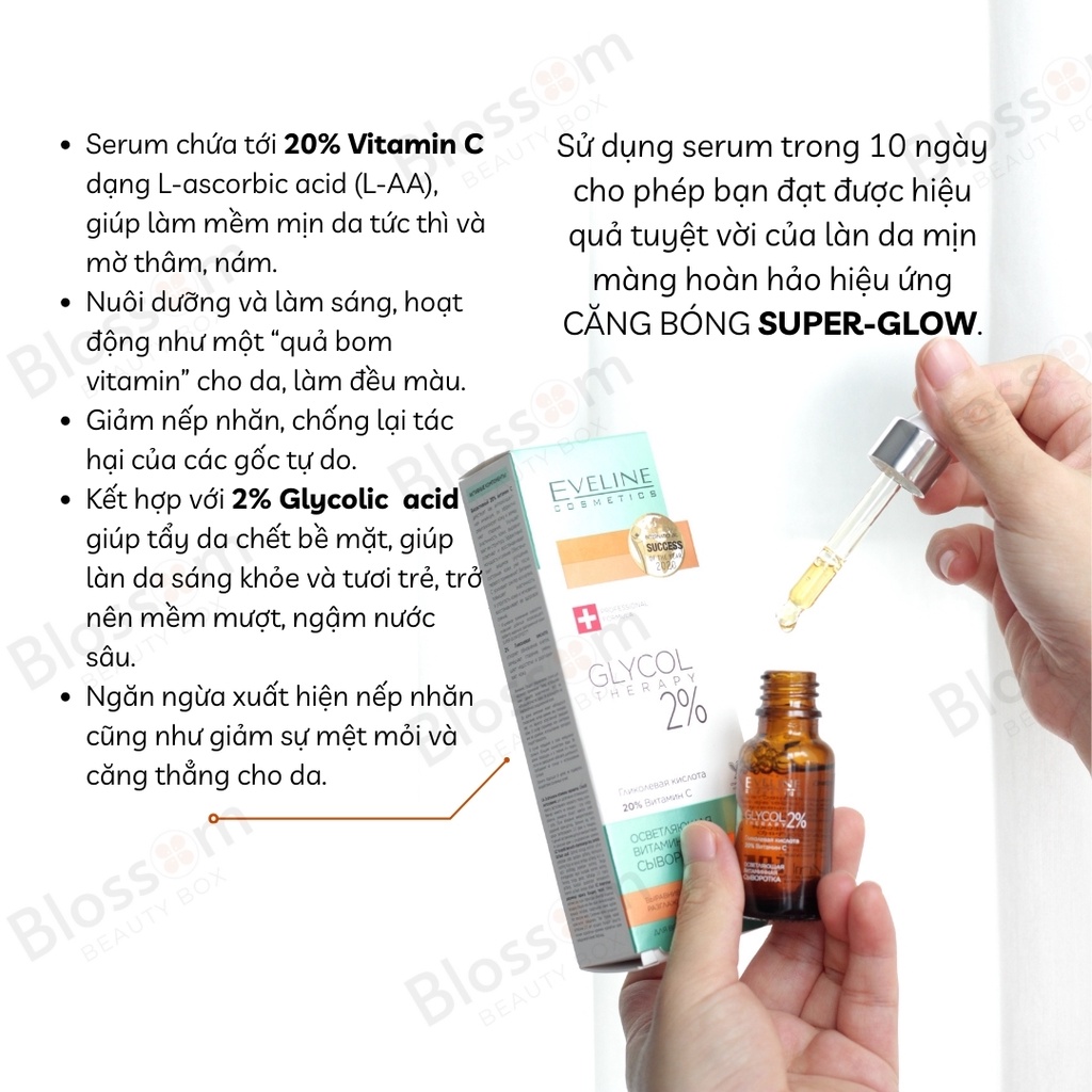 Serum sáng da Eveline therapy GLYCOL 2% + Vitamin C 20% 18ML