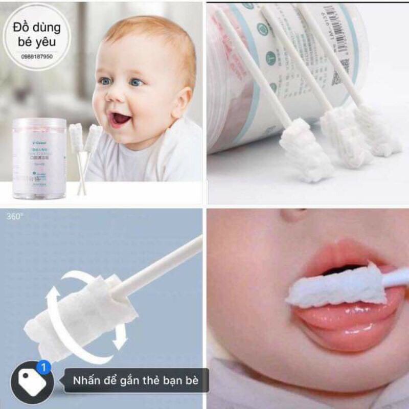 Hộp 30 que rơ lưỡi / tưa lưỡi Vcool tiệt trùng an toàn cho bé