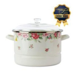 Bộ nồi xửng hấp tráng men Nhật Bản cao cấp Fujihoro - IRV-24SM 24cm , dùng được bếp từ