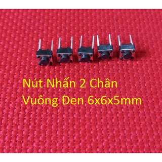 Nút nhấn 2 chân vuông đen 6x6x5mm