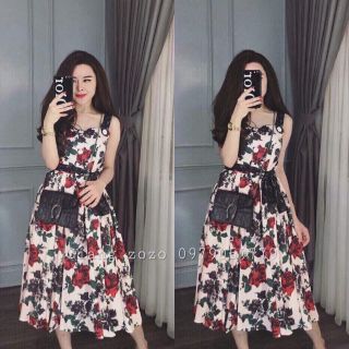 Đầm hoa hai dây sang chảnh