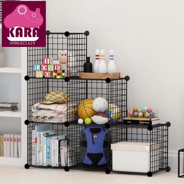 KỆ ĐA NĂNG 12 Ô TỦ ĐỰNG ĐỒ BẰNG NHỰA VÀ LƯỚI THÉP SIZE 37x37cm.