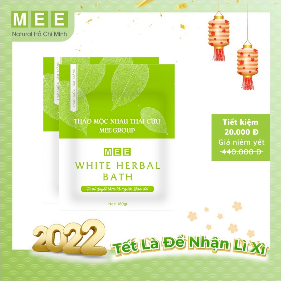 Combo 2 thảo mộc tắm trắng nhau thai cừu MEE NATURAL - Tắm trắng body dưỡng da mềm mại, sáng hồng White Herbal Bath 180g