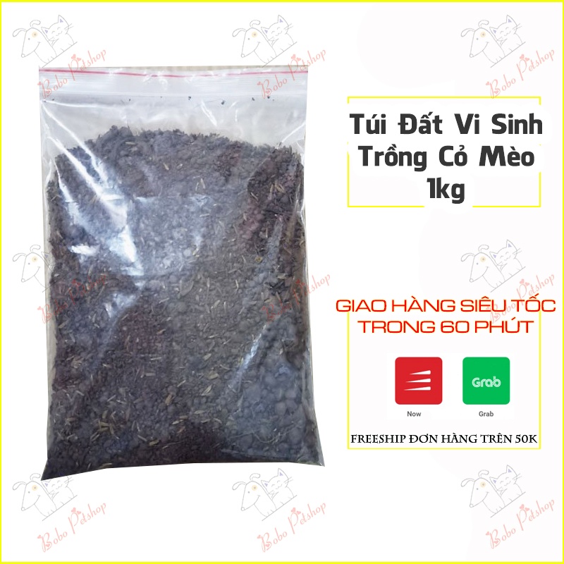 [GIÁ HỦY DIỆT] Đất Trông Cỏ Mèo Chống Búi Lông Hữu Cơ Bổ Sung Vi Sinh Nhanh, Đơn Giản Túi 1kg - Bobo Pet Shop Hà Nội