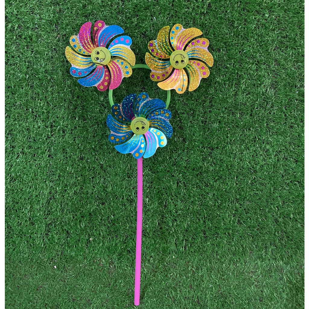 Chong chóng 3 cánh, 6 cánh bảy màu quay tròn trong gió cho bé