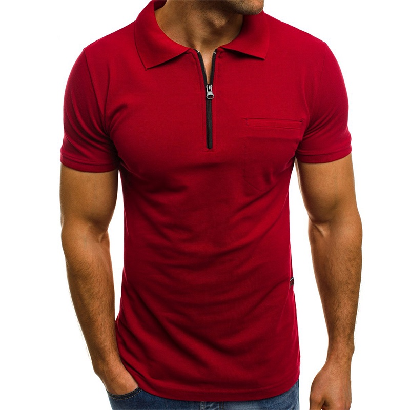 Mới Áo Thun polo Tay Ngắn Có Khóa Kéo Dành Cho Nam Giới