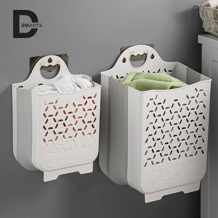Giỏ đựng quần áo nhà tắm thiết kế tay cầm treo tường có thể gấp gọn chất liệu nhựa dẻo TPR