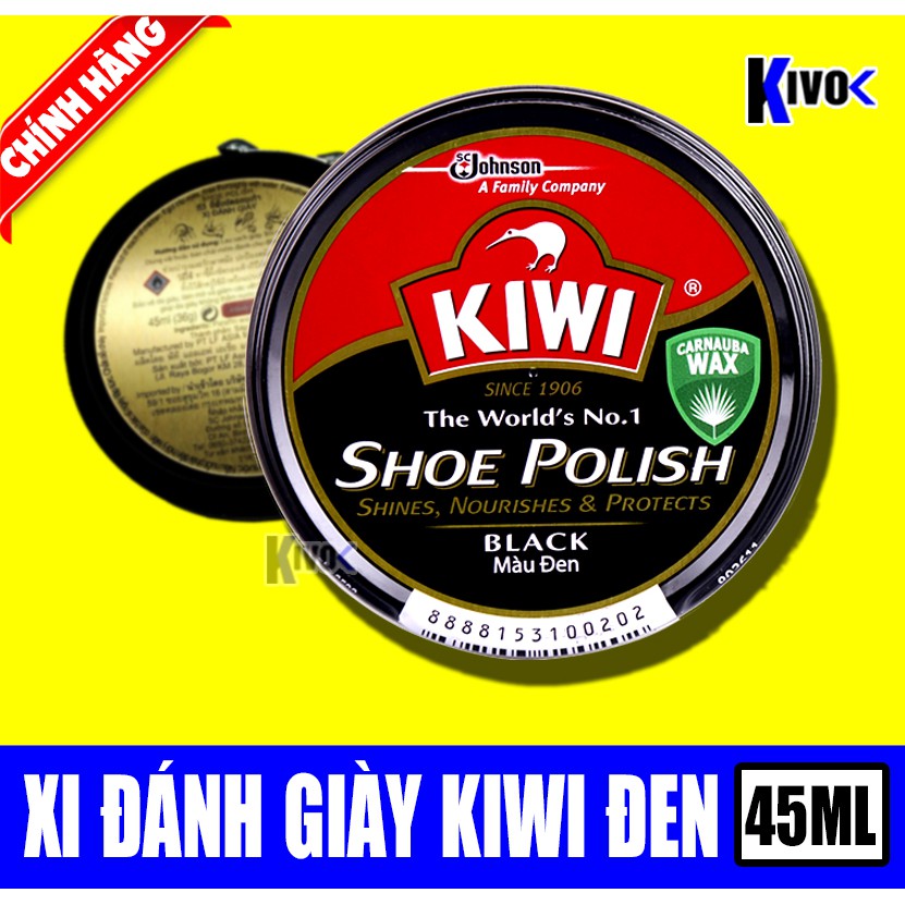 Xi Đánh Giày Đen Kiwi - Sáp Đánh Bóng Giày Da - Sáp Lau Giày - Xi Đen 45ML - Kivo