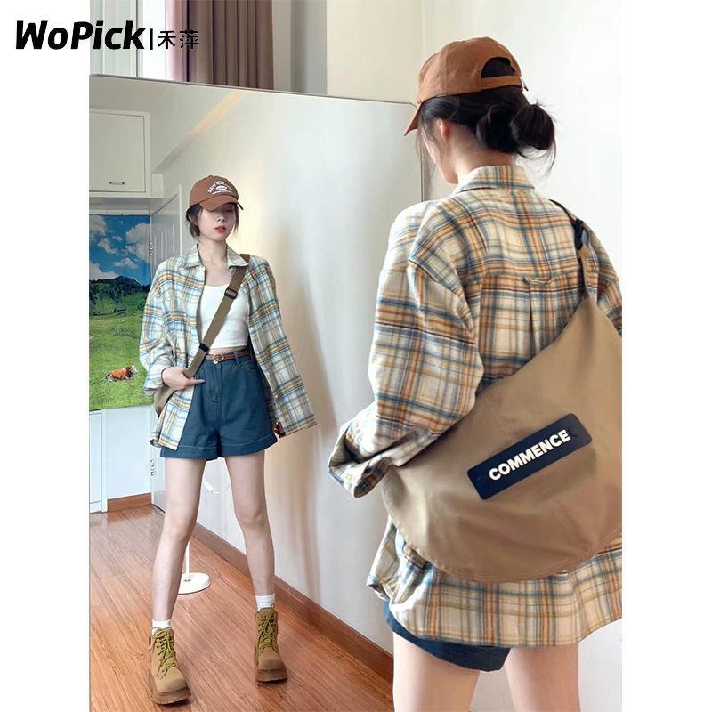 Áo Sơ Mi Khoác Ngoài Dáng Rộng Họa Tiết Ca Rô Phong Cách Hồng Kông Cổ Điển Dành Cho Nữ