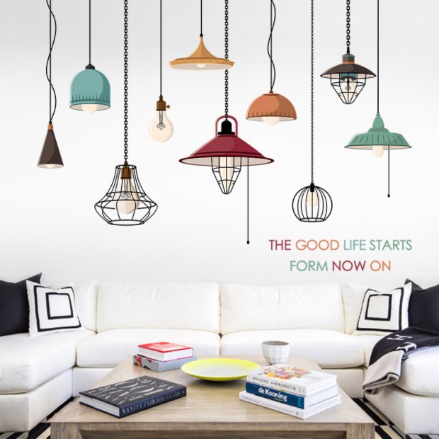 Decal trang trí tường - Đèn cao cấp nhiều màu sắc