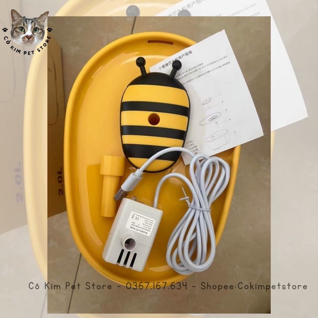 Máy lọc nước cho mèo hình chú ong dung tích 2000ml