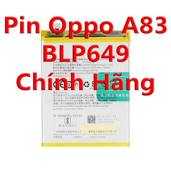 Pin Oppo A83 BLP649 3180mAh Zin chính hãng + Tặng Keo Dán Pin-FREESHIP