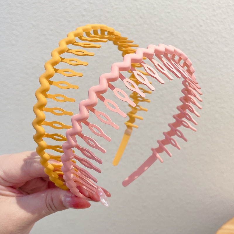 Băng Đô Cài Tóc Màu Trơn Gợn Sóng Đơn Giản Cho Nữ