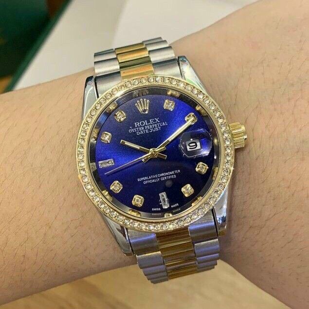 Đồng hồ thời trang nữ Rolex đeo tay dây thép không gỉ đính đá sang trọng dây kim loại mạ vàng chống nước chống xước