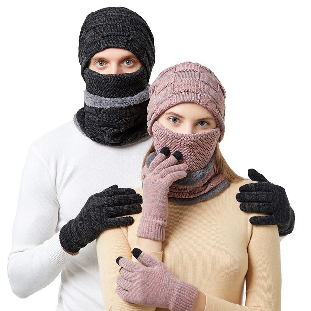 Mũ Beanie Kiêm Khăn Choàng Cổ Bằng Lông Cừu Giữ Ấm Mùa Đông