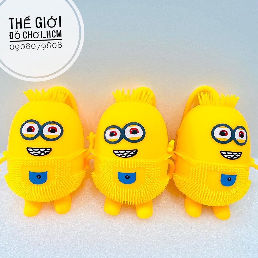 [RẺ- VUI NHỘN] Đồ chơi bóp bong bóng đàn hồi hình Minion có đèn sáng, bóp tay bằng silicon giảm căng thẳng .