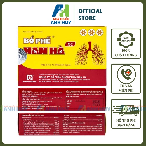 Kẹo Ngậm Bổ Phế Nam Hà XC H/2x12v