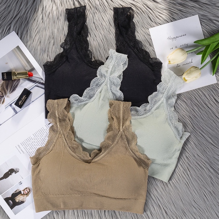 Áo Bra Bralete Ren Nữ LUHAZO 2 Dây Cao Cấp Có Đệm Mút Dáng Crotop sexy siêu quyến rũ co giãn  tôn Vòng 1 DK7T201