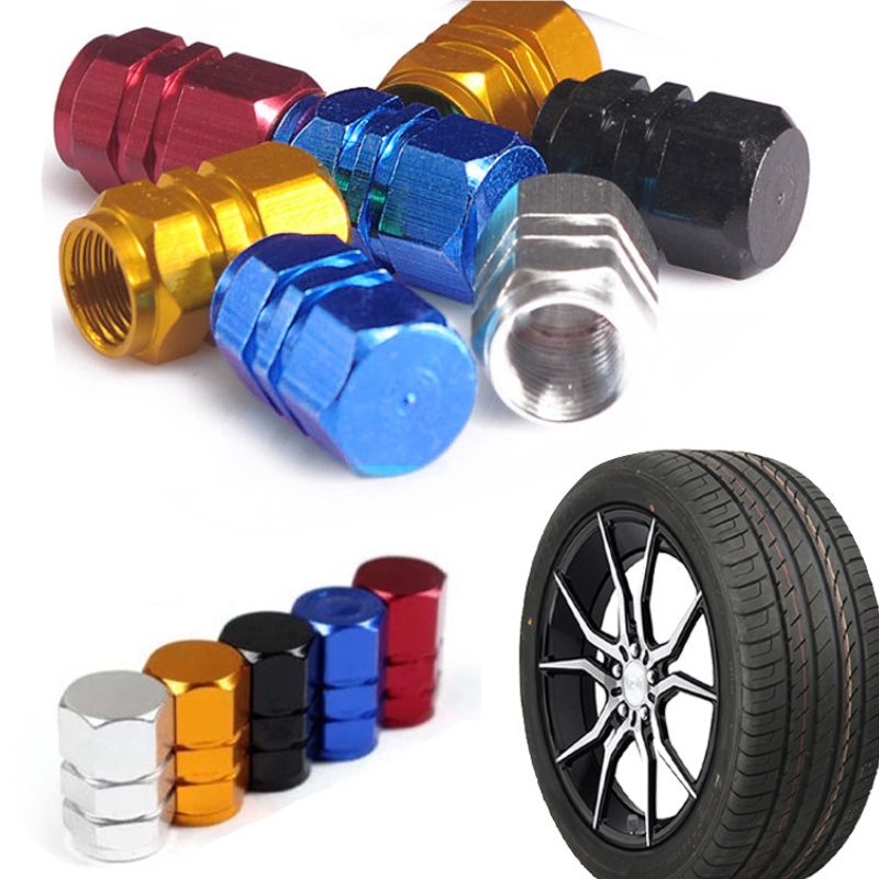 Bộ 2/4 Ốp Van Bánh Xe Hơi/Xe Máy/Xe Đạp 90 Độ Bằng Hợp Kim Nhôm Chống Bụi