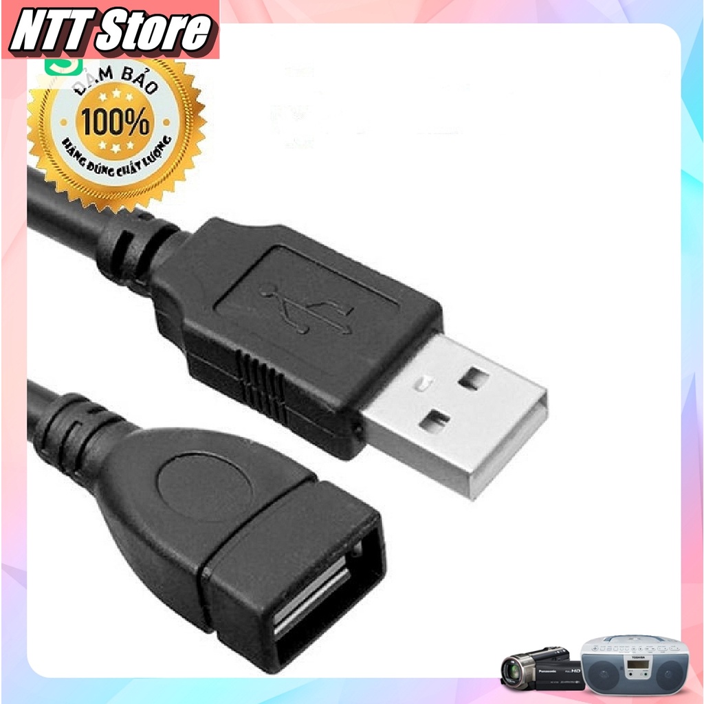 Dây cáp nối dài USB Đen dùng  để nối dài USB 1 đầu đực 1 đầu cái loại xịn - Máy tính TT