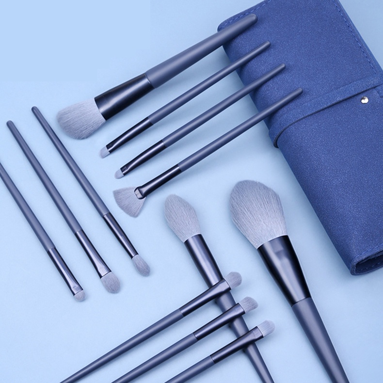 Bộ cọ makeup cá nhân Zoreya 12 cây cọ trang điểm bao gài màu xanh