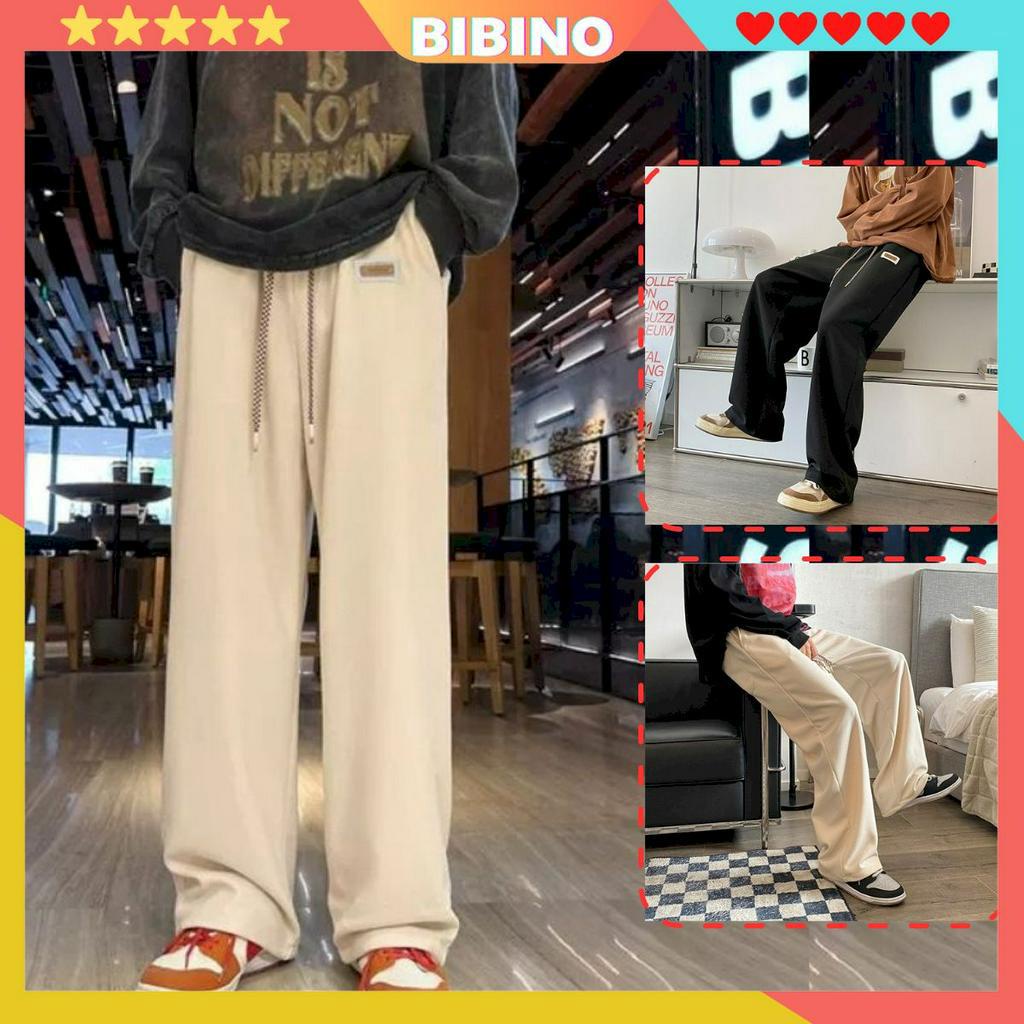 Quần ống rộng nam nữ dáng dài suông đẹp chất cotton tổ ong BIBINO Quần vải ống suông baggy thoáng mát hàn quốc QN04