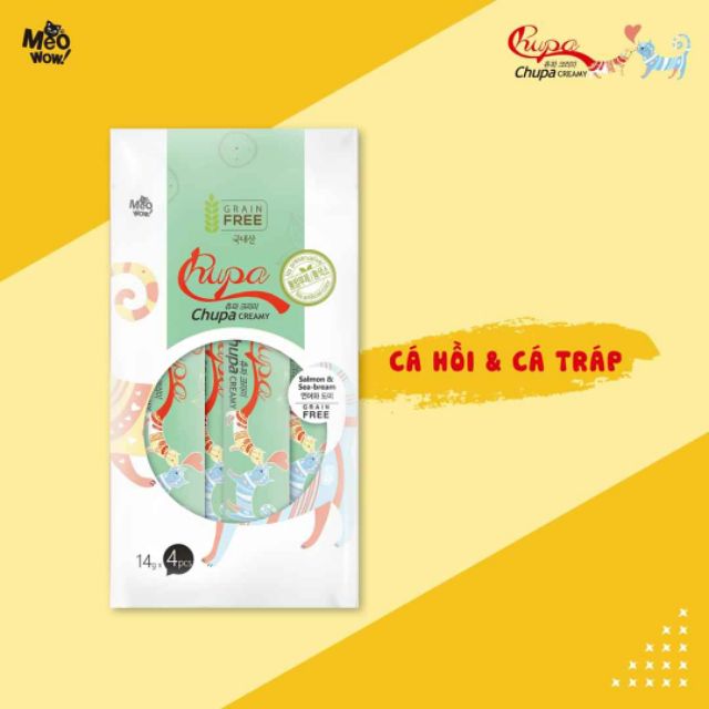 1 vỉ 4 tuýp Soup kem thưởng cho mèo Chupa Creamy 14g