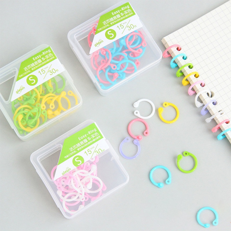 Set 30/16/8 Vòng Khóa Tròn Rời Màu Sắc Ngẫu Nhiên Chuyên Dụng Làm Sổ Tay/ Sổ Tay DIY