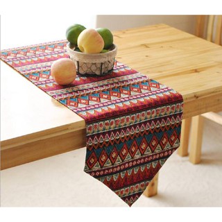 Khăn trải bàn dài tam giác thổ cẩm đỏ