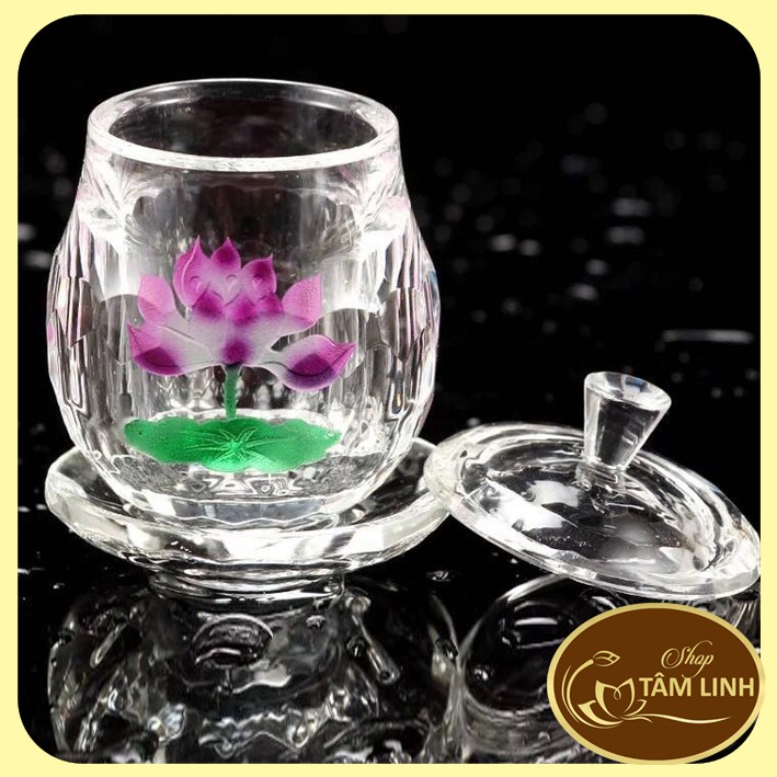 Chung Nước Pha Lê Hoa Sen Đế Tròn Nhỏ  GIÁ RẺ VÔ ĐỊCH