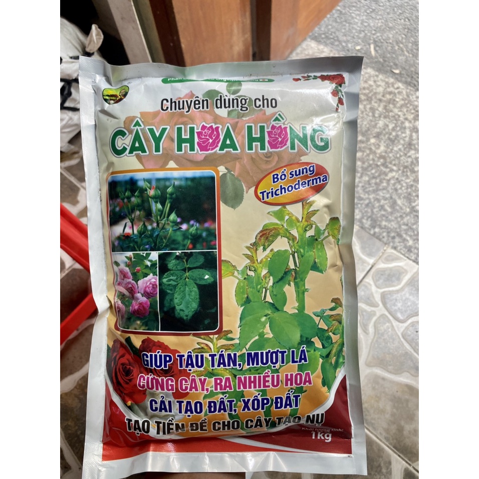 Phân Bón Hoa Hồng Bổ Sung Trichoderma Giúp Cây Ra Hoa, Cải Tạo Đất, Cứng Cây, Tạo Nụ, Cứng Cây gói 1kg