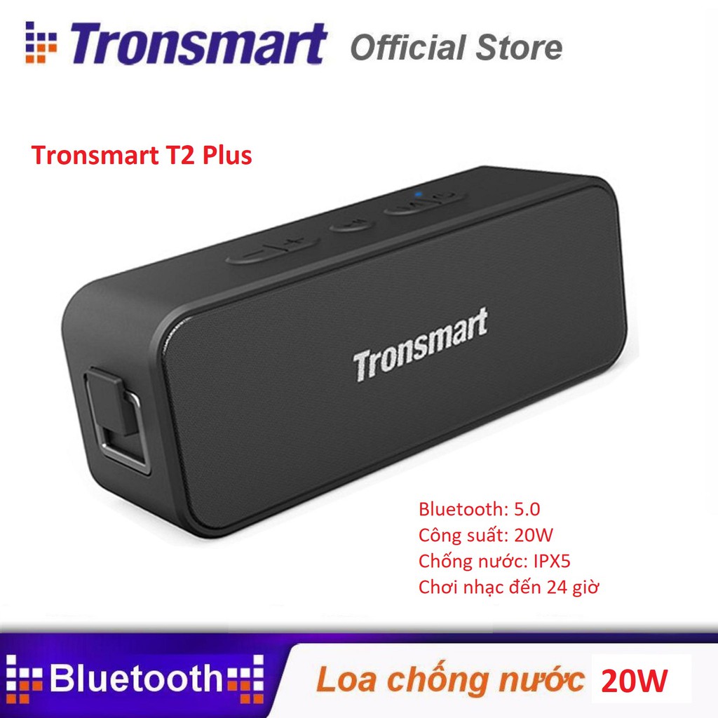 Loa Bluetooth 5.0 Tronsmart T2 Plus, 20w cực lớn, ghép đôi 2 loa 40w, chống nước