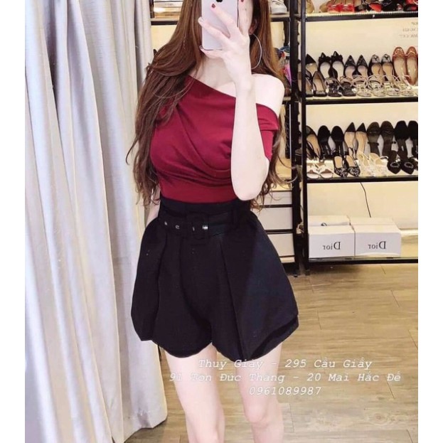 [XẢ HÀNG] QUẦN SHORT S32 KÈM BELT SIÊU ĐẸP CHẤT TUYẾT MƯA THỜI TRANG BANAMO FASHION QUẦN SHORT KÈM BELT ĐEN 632