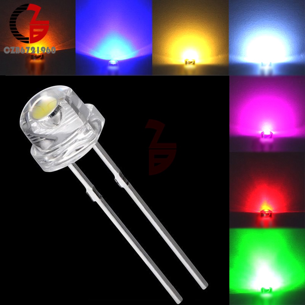 Set 100 Bóng Đèn Led 20000mcd 5mm Ánh Sáng Trắng/Xanh Dương/Tím/Xanh Dương/Tím Siêu Sáng Tiện Dụng
