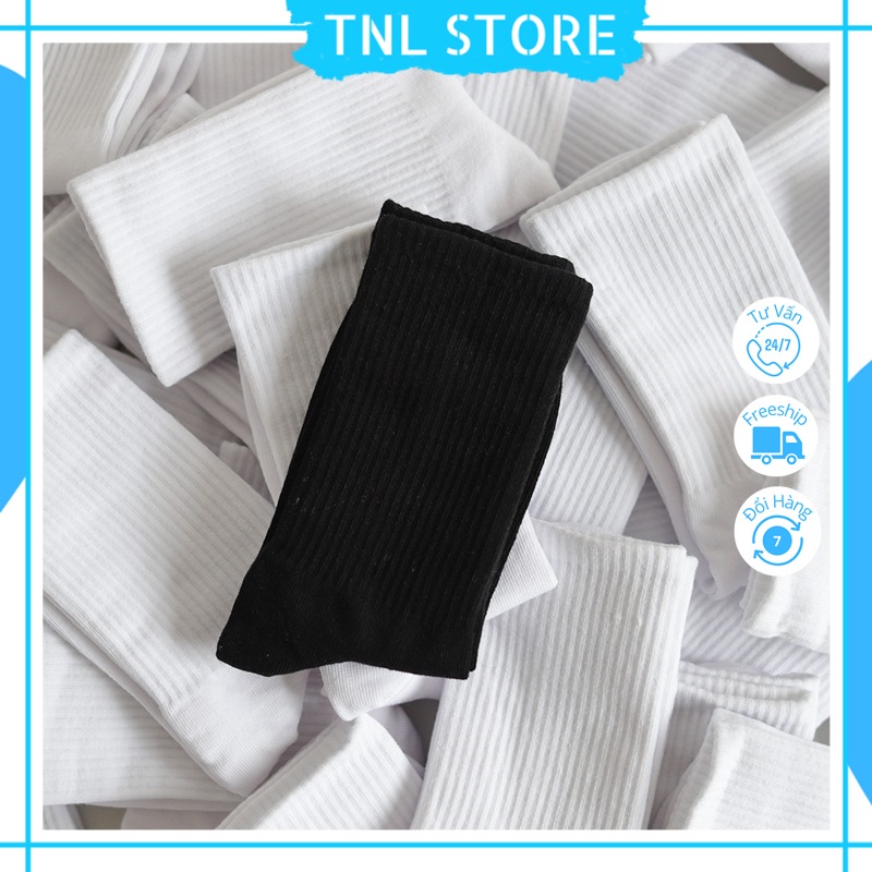 Tất vớ cổ cao dài Basic Trơn set 3 đôi thời trang unisex nam nữ TNL Store