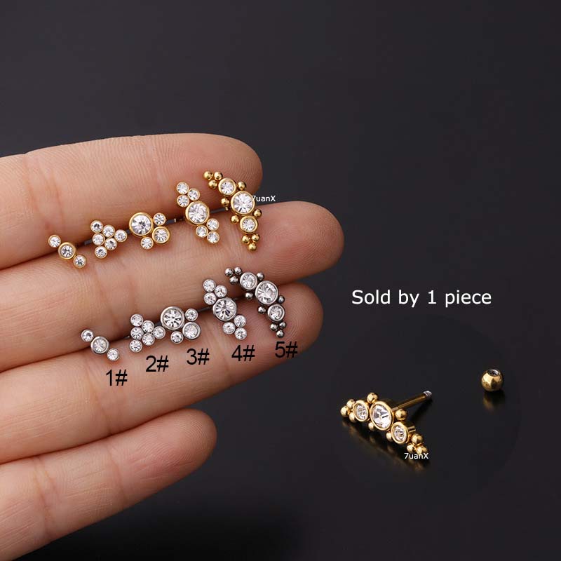 Khuyên tai bằng thép không gỉ màu vàng / bạc tùy chọn 16gauge