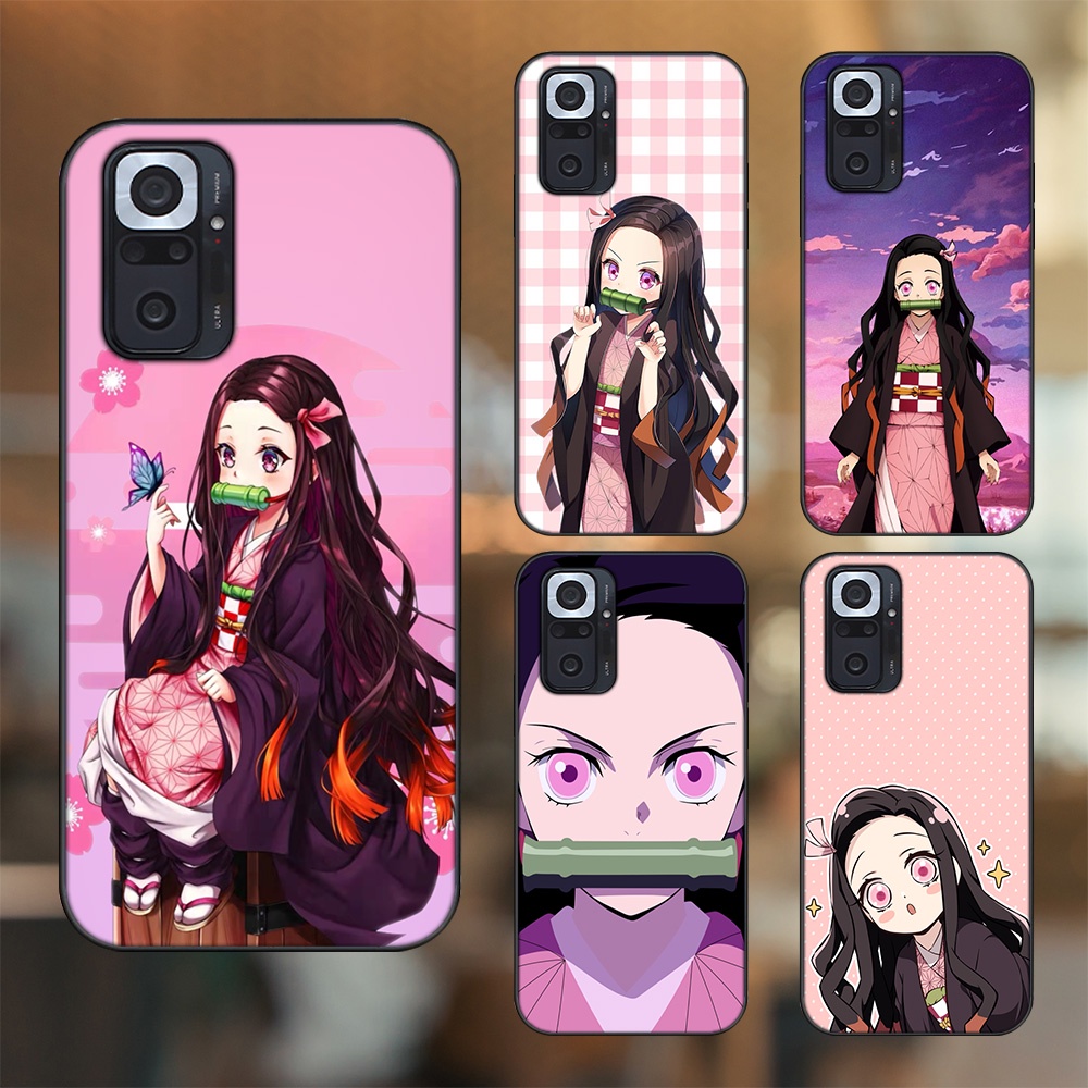Ốp lưng Xiaomi Redmi Note 10 Pro viền đen in hình Nezuko Kimetsu no Yaiba