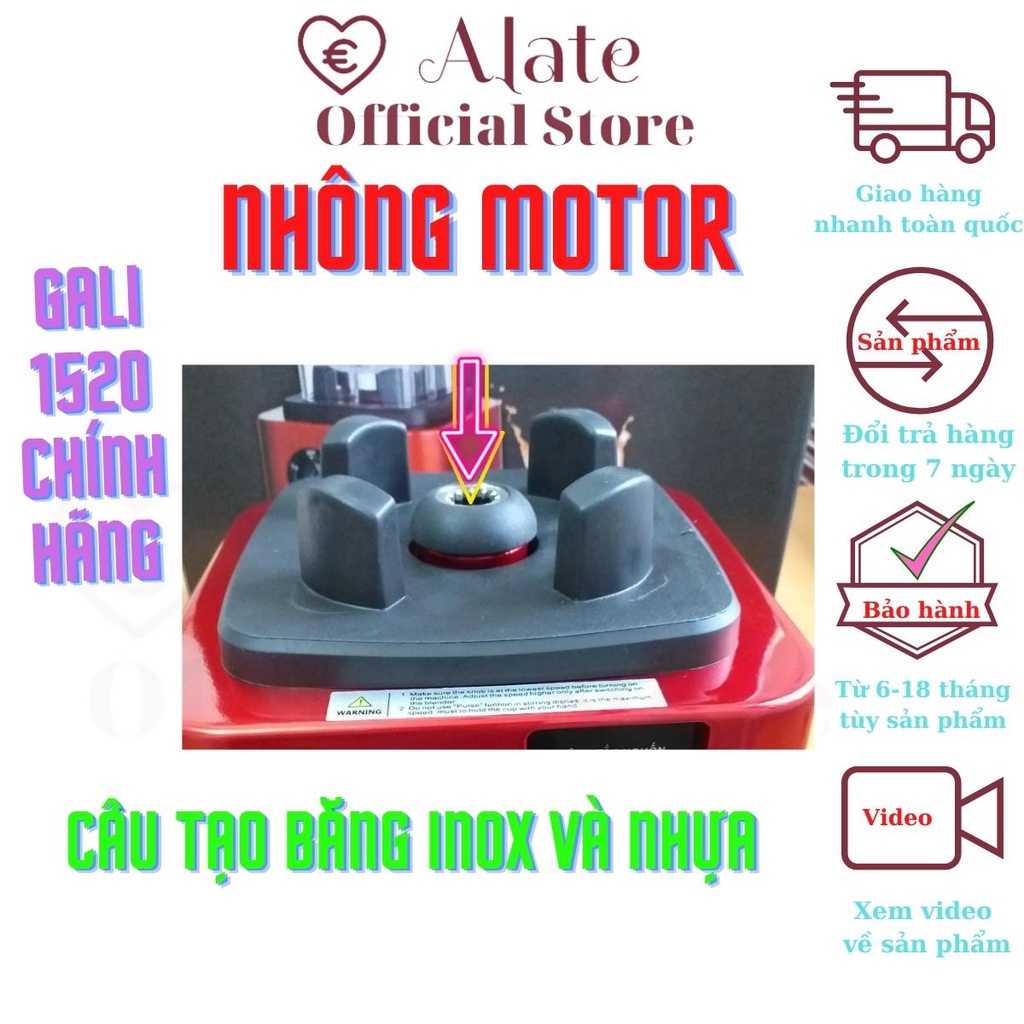 Ly sinh tố máy Gali 1520 bằng nhựa không bể, dung tích 1,5 lít dao xay inox hàng chính hãng thay thế yên tâm Alate store