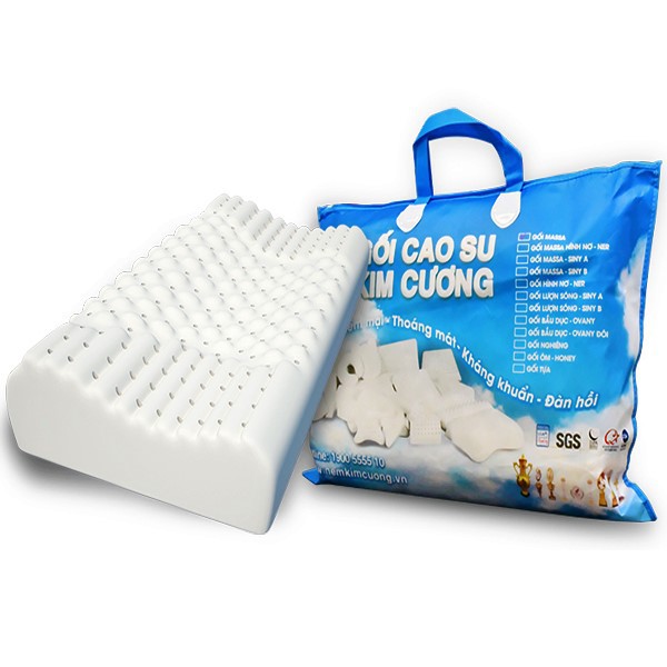 Gối Cao Su Massage Siny A Kim Cương 40x60x11cm - Gối Cao Su Tự Nhiên - Gối Cao Su Thiên Nhiên