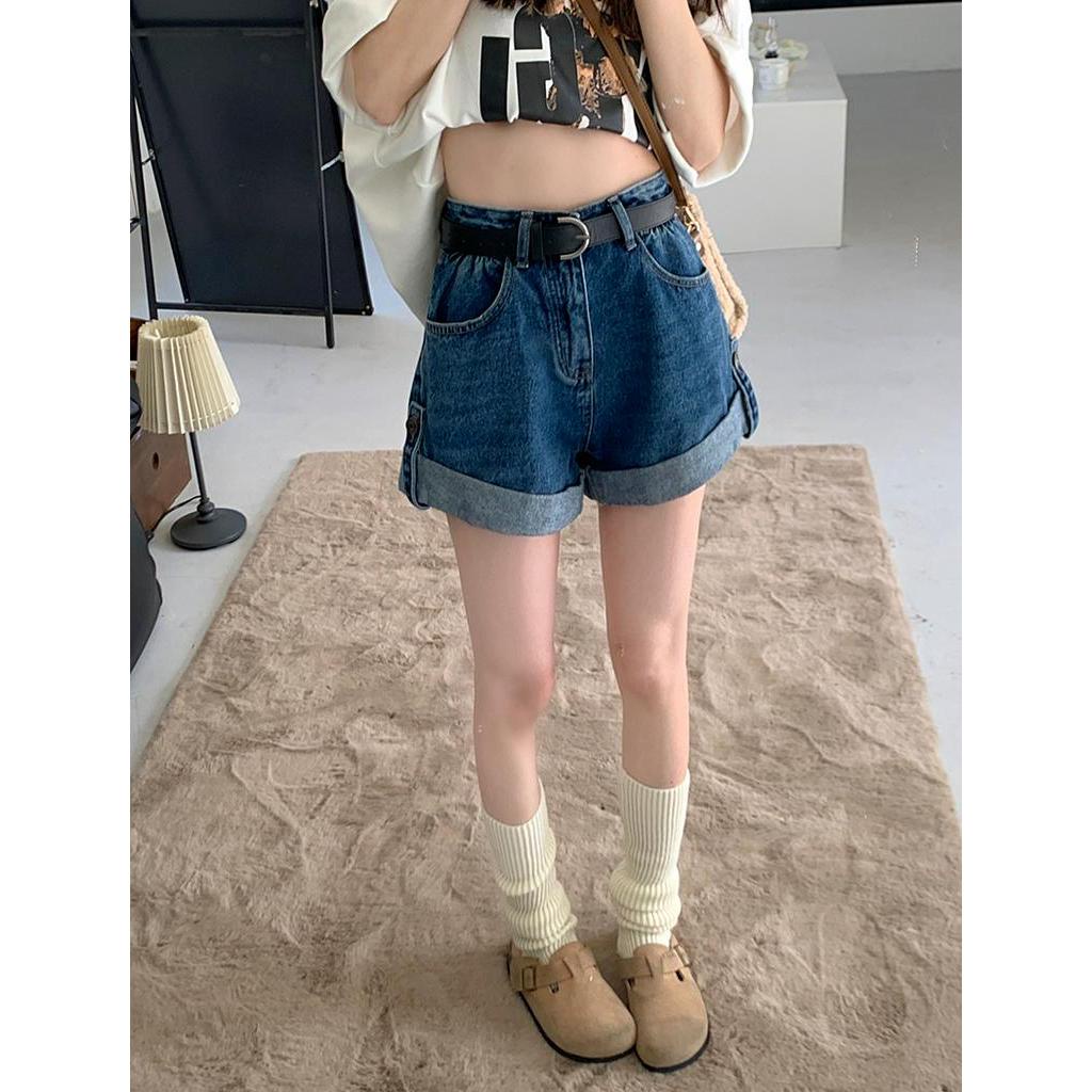 Quần Short Denim Lưng Cao Ống Suông Thời Trang Cá Tính 53327