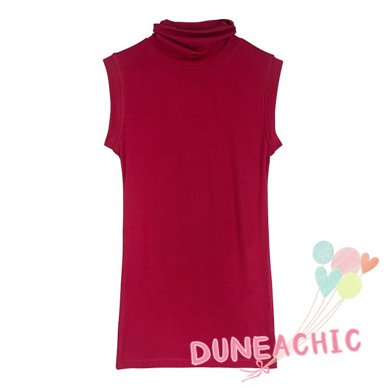 DUNEA Áo 830 không tay cổ lọ màu trơn gợi cảm thời trang dành cho nữ