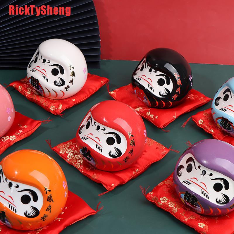 Ống Heo Tiết Kiệm Hình Búp Bê Daruma May Mắn Bằng Gốm Sứ Phong Cách Nhật Bản