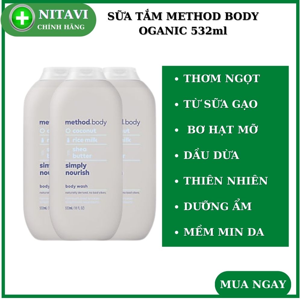 sữa tắm method body Oganic - method body wash Úc dưỡng ẩm lưu hương 532ml