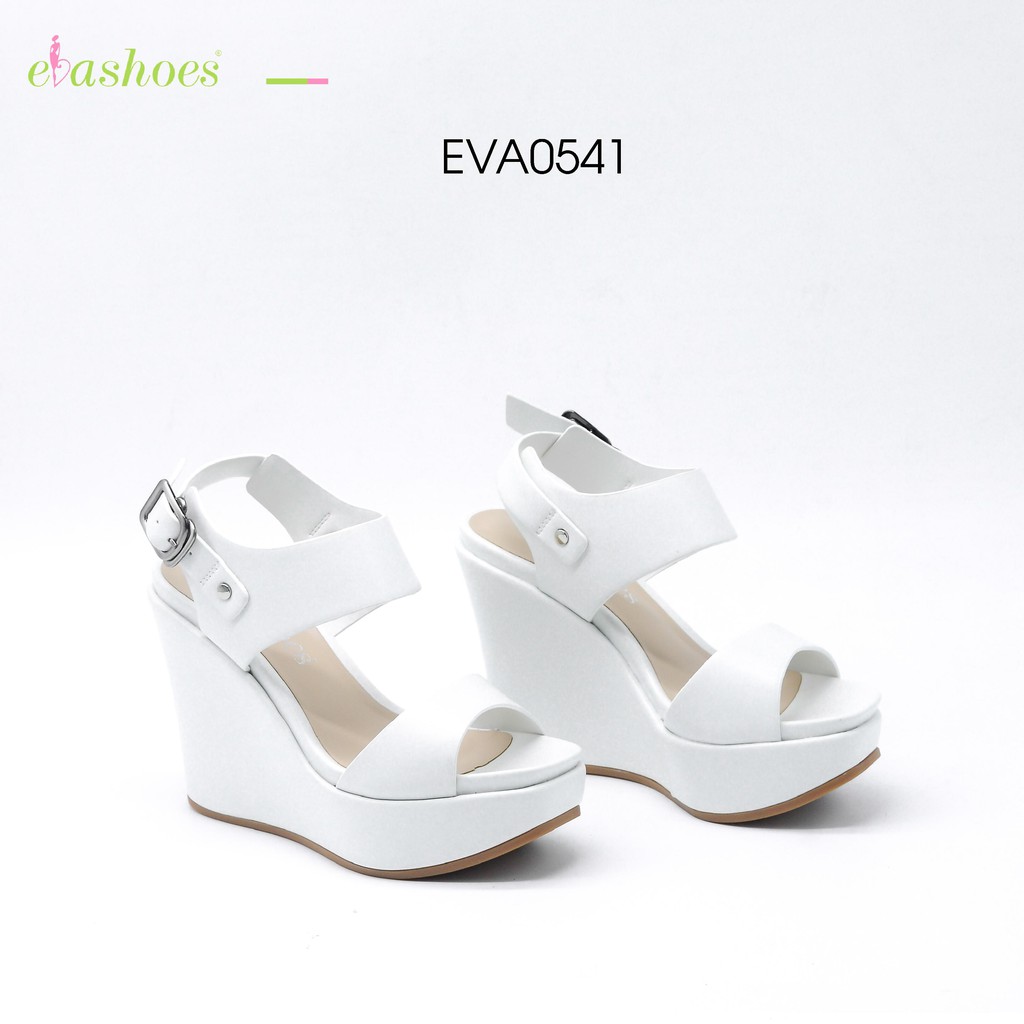 [Mã LT50 giảm 50k đơn 250k] Sandal Đế Xuồng Quai Ngang Da Tổng Hợp 12cm Evashoes