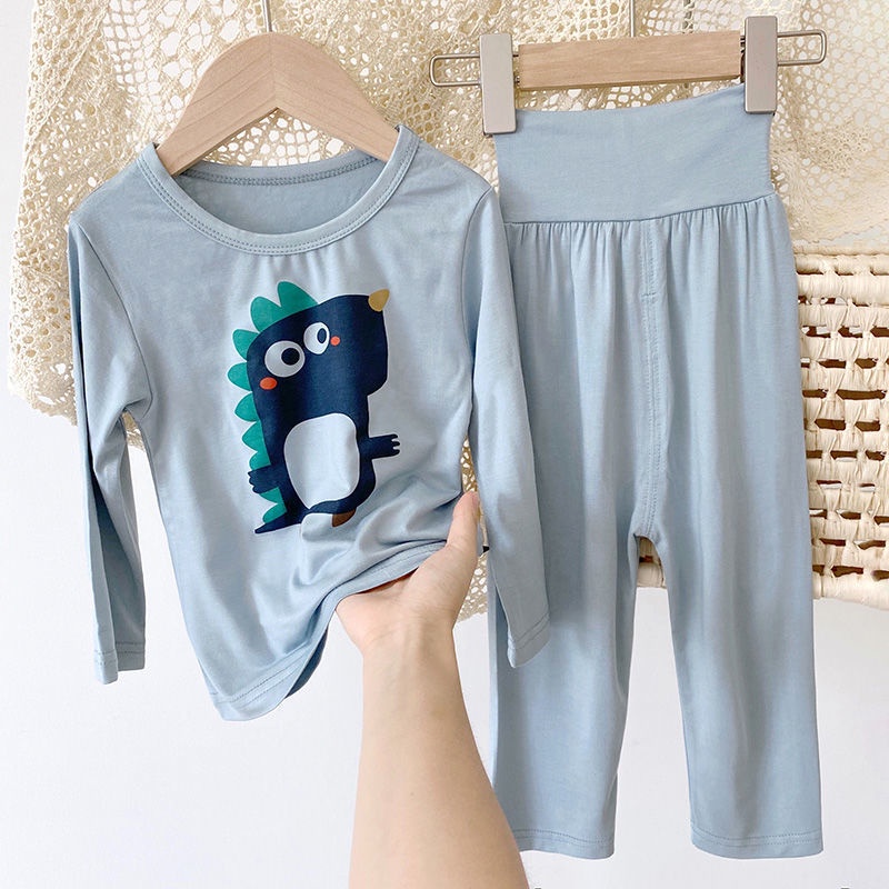 Bộ Đồ Ngủ Pijama Bằng Lụa Lạnh Lưng Cao Tay Dài Thoải Mái Thời Trang Xuân Thu Cho Bé 5